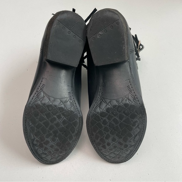 Harley Davidson Boots Amory Heeled Leather Ankle Fringe Buckle Braided Black - Picture 10 of 16